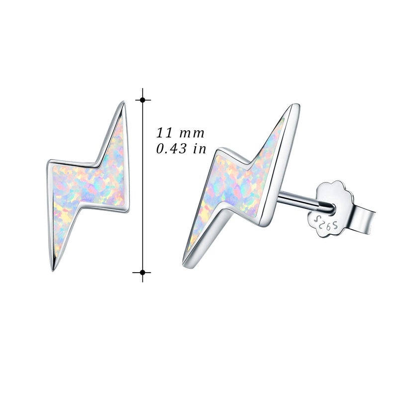 Cuoka Mother's Day Gifts Opal Earrings Lightning Bolt Earrings 925 Sterling Silver Small Stud Earring Hypoallergenic Thunder Flash Studs for Women - Image 5